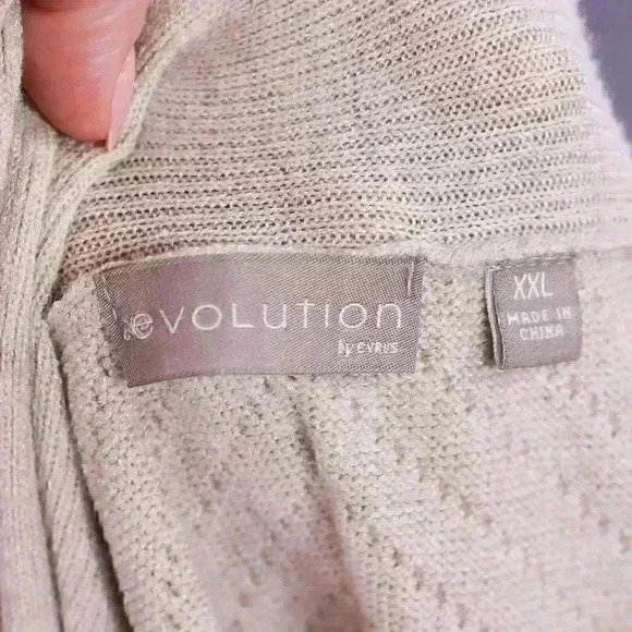 Evolution by Cyrus XXL Tan collared open front cardigan duster sweater - Picture 12 of 13